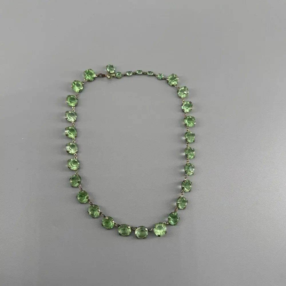 Antique Art Deco Mixed UV Reactive Glass Rivière Necklace Uranium Manganese UV - Picture 8 of 16